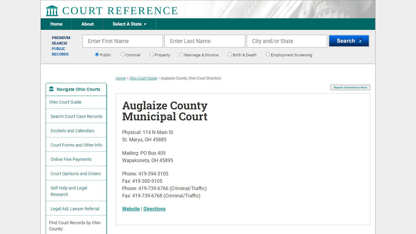 Auglaize County Municipal Court - Court Records Directory